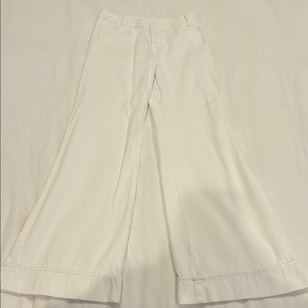 Wide-Leg Cream Pants